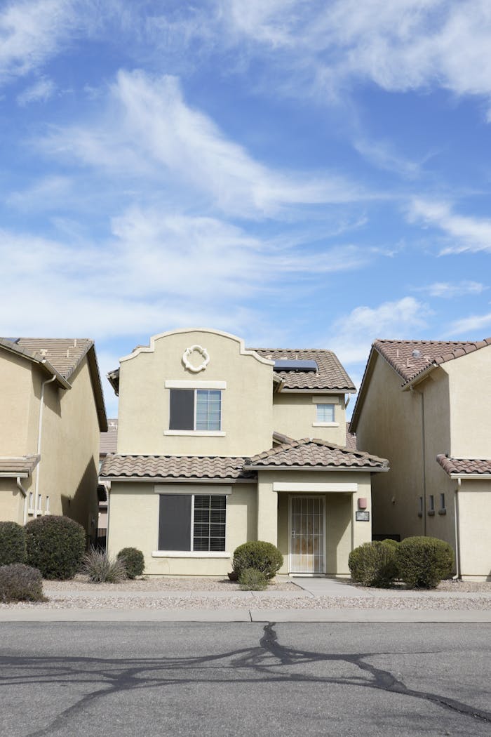 A beautiful residential house in a sunny Tucson suburb, highlighting southwestern architecture.